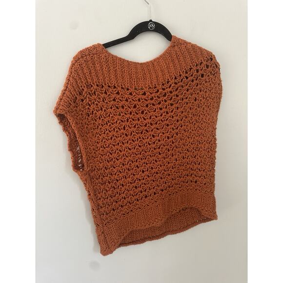 FREE PEOPLE Diamond In The Rough In Camel Brown Crochet Boho Knit Sweater XS - Picture 4 of 6
